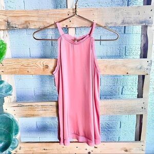 Trina Turk Silk Pink Mesh High Neck Cami Tank Top